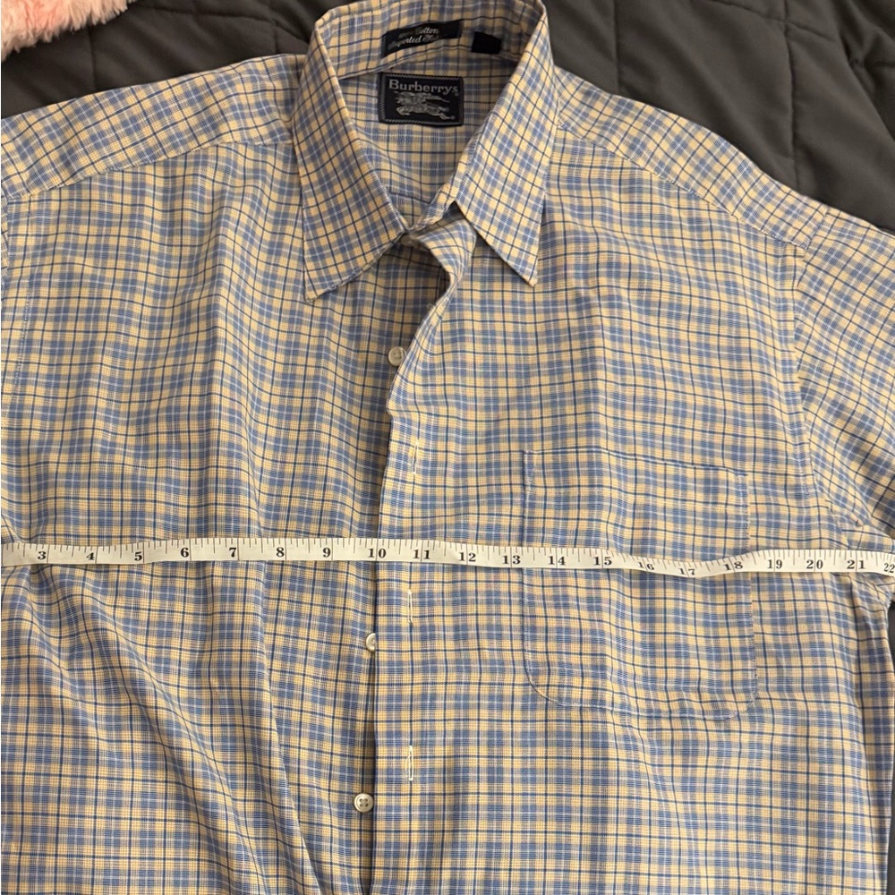 Authentic vintage Burberrys Men Plaid Shirt in Blue and Yellow medium with COA - Picture 8 of 8